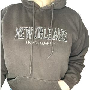 New Orleans French Quarter Brown Hoodie Pullover Sweatshirt Large